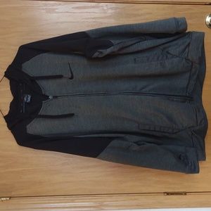 Nike Dri-fit men's XXL light weight zip down hood jacket black gray pockets